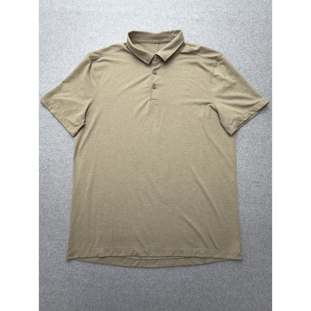 Lululemon Polo Shirt Mens Large Beige Solid Athletic Golf Performance Stretch